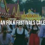 Colorful German folk festival scene with people in traditional costumes, lively music, food stalls, and amusement rides, festive atmosphere, realistic.