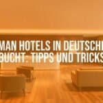 A cozy German hotel lobby with a modern design, warm lighting, and a reception desk, surrounded by comfortable seating and travel brochures, realistic.