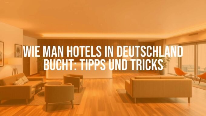 A cozy German hotel lobby with a modern design, warm lighting, and a reception desk, surrounded by comfortable seating and travel brochures, realistic.
