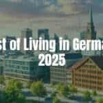 Traditional May Day celebrations in Germany, Maypole with colorful ribbons, lively crowd dancing, springtime setting, festive atmosphere, illustrative style.