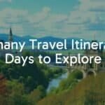 Scenic view of German landmarks including Neuschwanstein Castle, Brandenburg Gate, and the Rhine Valley, vibrant colors, travel vibe, realistic.