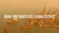 Medieval Hanseatic League port city, bustling trade ships, North Sea, historic architecture, realistic.