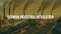 German Industrial Revolution, 19th century, factories with smokestacks, steam engines, coal mining, steel production, railway construction, workers in old-fashioned clothing, urban growth, detailed realistic style.