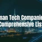 Modern skyline of a German city with glowing tech company logos, futuristic vibe, digital innovation theme, blue and white color scheme, realistic.