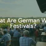 A cheerful German wine festival scene in a village square, with people enjoying wine at wooden tables, traditional music playing, and vineyards in the background, warm and inviting atmosphere, realistic.