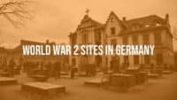 Historic World War 2 memorial site in Germany, solemn atmosphere, old buildings with damage, black and white tones, realistic.