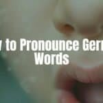 German language learning, close-up of a mouth pronouncing a German word, phonetic symbols floating in the background, clean and educational style.
