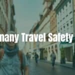 A happy tourist walking through a clean and safe German city street, historic buildings, sunlight, cheerful atmosphere, realistic style.