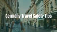 A happy tourist walking through a clean and safe German city street, historic buildings, sunlight, cheerful atmosphere, realistic style.