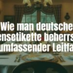 German dining table set with traditional food, elegant tableware, and a cozy atmosphere, realistic.