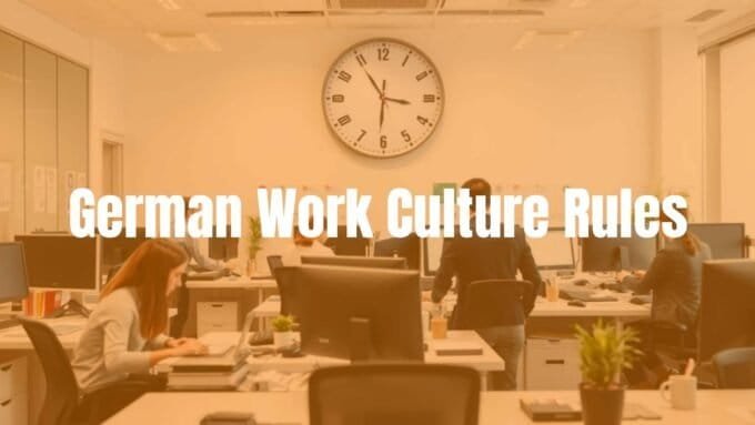 German office work environment, structured and efficient, modern workspace with professionals, clock on the wall emphasizing punctuality, clean and organized, realistic style.