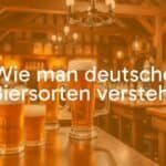 A traditional German beer hall scene with wooden tables, tall foamy beer mugs, and a variety of German beer bottles, warm lighting, realistic.