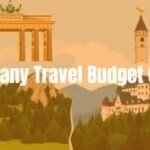 German landmarks collage, Berlin Brandenburg Gate, Neuschwanstein Castle, Black Forest, budget travel vibe, illustrative style, bright and inviting colors.