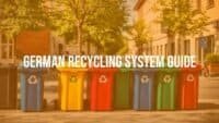 Color-coded recycling bins in a German street, sunny day, clean and organized, realistic style.