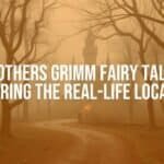 Enchanted forest from Brothers Grimm fairy tales, with a winding path leading to a medieval castle, misty atmosphere, fairytale style.