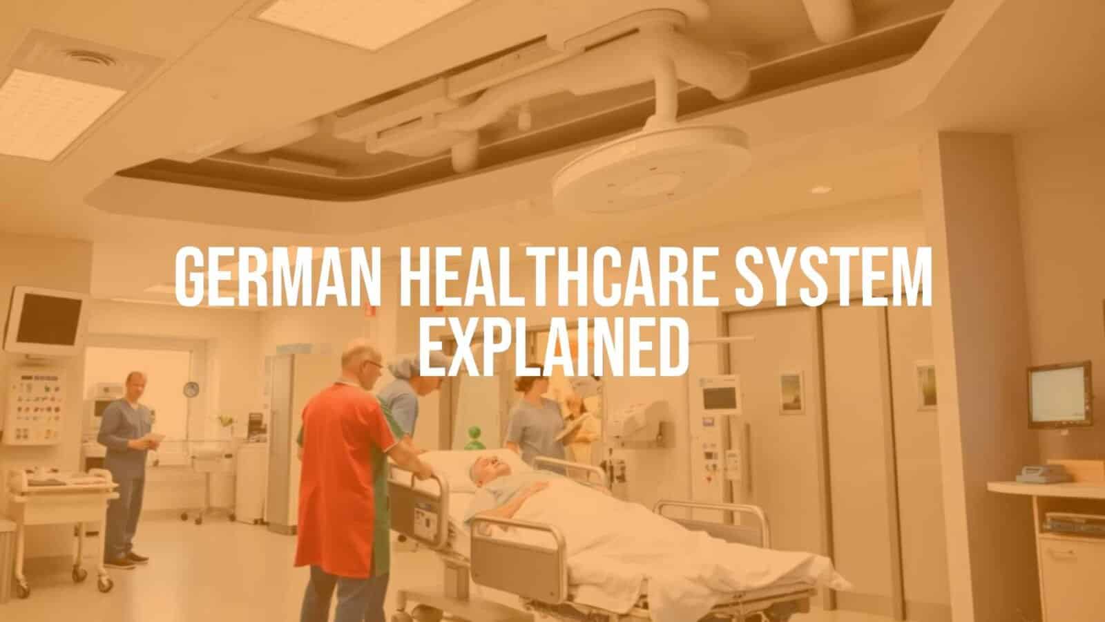 Modern German hospital, doctors and nurses attending patients, clean and professional atmosphere, realistic.