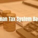 German tax system concept, stacked coins with Euro symbols, documents and calculator on a desk, professional and organized, muted colors, realistic.